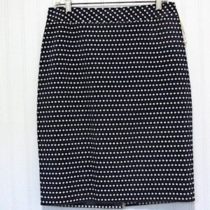 Navy Blue Polka Dot Pencil Skirt, Size 8